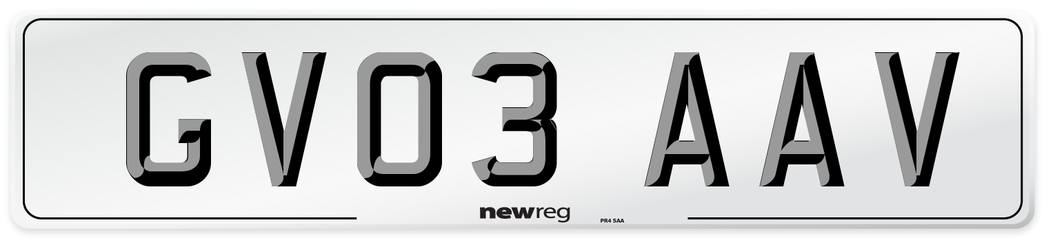 GV03 AAV Number Plate from New Reg